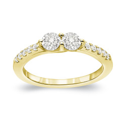 Gold 1ct TDW 2-Stone Round Cut Diamond Engagement Ring - Handcrafted By Name My Rings™