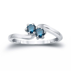 Gold 1ct TDW 2-stone Round-cut Blue Diamond Engagement Ring - Handcrafted By Name My Rings™