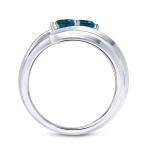 Gold 1ct TDW 2-stone Round-cut Blue Diamond Engagement Ring - Handcrafted By Name My Rings™