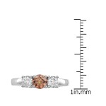 Gold 1ct TDW Brown Round Diamond 3-stone Ring - Handcrafted By Name My Rings™