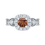 Gold 1ct TDW Brown Round Diamond Halo Engagement Ring - Handcrafted By Name My Rings™
