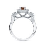 Gold 1ct TDW Brown Round Diamond Halo Engagement Ring - Handcrafted By Name My Rings™