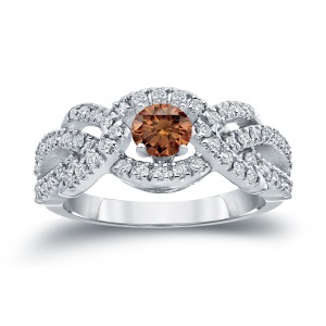 Gold 1ct TDW Brown and White Diamond Engagement Ring - Handcrafted By Name My Rings™