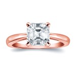 Gold 1ct TDW Certified Asscher-Cut Diamond Solitaire Ring - Handcrafted By Name My Rings™