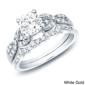 Gold 1ct TDW Certified Diamond Braided Engagement Ring Set - Handcrafted By Name My Rings™