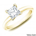 Gold 1ct TDW Certified Princess Diamond Solitaire Ring - Handcrafted By Name My Rings™