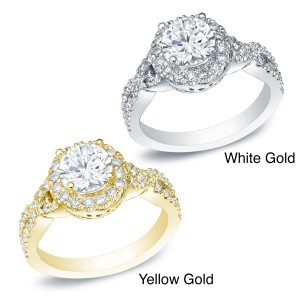 Gold 1ct TDW Certified Round Diamond Engagement Ring - Handcrafted By Name My Rings™