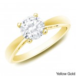 Gold 1ct TDW Certified Round Diamond Solitaire Ring - Handcrafted By Name My Rings™
