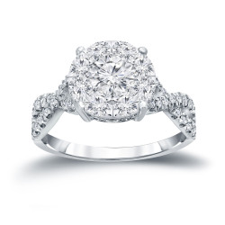 Gold 1ct TDW Cluster Diamond Braided Engagement Ring - Handcrafted By Name My Rings™