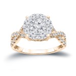Gold 1ct TDW Cluster Diamond Braided Engagement Ring - Handcrafted By Name My Rings™