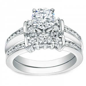 Gold 1ct TDW Diamond 5-stone Engagement Ring Set - Handcrafted By Name My Rings™