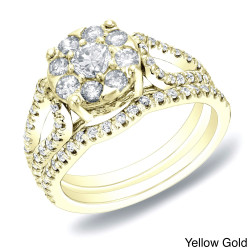 Gold 1ct TDW Diamond Bridal Ring Set - Handcrafted By Name My Rings™