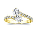 Gold 1ct TDW Diamond Two Stone Ring - Handcrafted By Name My Rings™