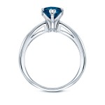 Gold 1ct TDW Heart Shaped Blue Diamond Solitaire Engagement Ring - Handcrafted By Name My Rings™