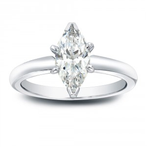 Gold 1ct TDW Marquise Diamond Solitaire Engagement Ring - Handcrafted By Name My Rings™