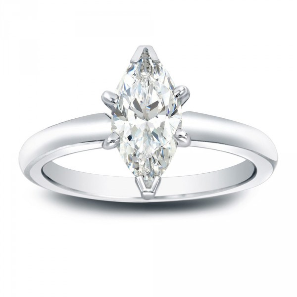 Gold 1ct TDW Marquise Diamond Solitaire Engagement Ring - Handcrafted By Name My Rings™