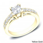Gold 1ct TDW Princess Cut Diamond Engagement Ring - Handcrafted By Name My Rings™