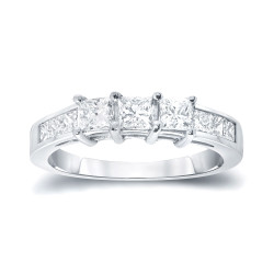 Gold 1ct TDW Princess-cut 3-stone Diamond Engagement Ring - Handcrafted By Name My Rings™