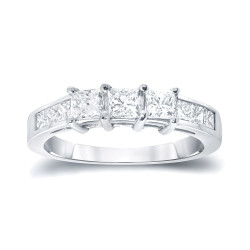 Gold 1ct TDW Princess-cut 3-stone Diamond Engagement Ring - Handcrafted By Name My Rings™