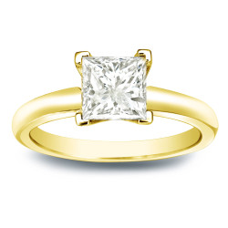 Gold 1ct TDW Princess-cut Diamond Solitaire Engagement Ring - Handcrafted By Name My Rings™