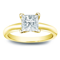 Gold 1ct TDW Princess-cut Diamond V-End Solitaire Engagement Ring - Handcrafted By Name My Rings™