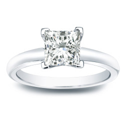 Gold 1ct TDW Princess-cut Diamond V-End Solitaire Engagement Ring - Handcrafted By Name My Rings™