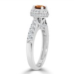 Gold 1ct TDW Round Brown Diamond Halo Engagement Ring - Handcrafted By Name My Rings™