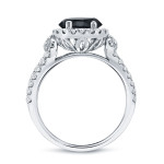Gold 1ct TDW Round Cut Black Diamond Halo Engagement Ring - Handcrafted By Name My Rings™