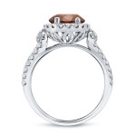 Gold 1ct TDW Round Cut Brown Diamond Halo Engagement Ring - Handcrafted By Name My Rings™