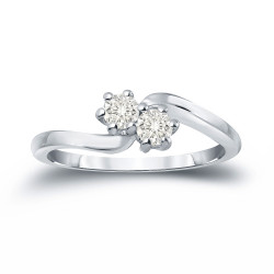 Gold 1ct TDW Round Cut Diamond 2-Stone Engagement Ring - Handcrafted By Name My Rings™