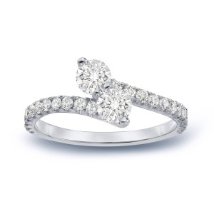 Gold 1ct TDW Round Cut Diamond 3-Prong, 2-Stone Engagement Ring - Handcrafted By Name My Rings™