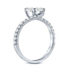 Gold 1ct TDW Round-Cut Diamond 4-Prong, 2-Stone Engagement Ring - Handcrafted By Name My Rings™