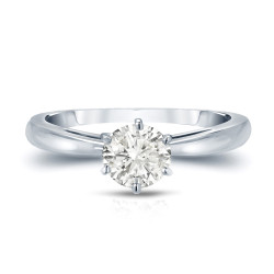 Gold 1ct TDW Round-Cut Diamond 6-Prong Solitaire Engagement Ring - Handcrafted By Name My Rings™