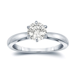 Gold 1ct TDW Round-Cut Diamond 6-Prong Solitaire Engagement Ring - Handcrafted By Name My Rings™