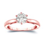 Gold 1ct TDW Round-Cut Diamond 6-Prong Solitaire Engagement Ring - Handcrafted By Name My Rings™