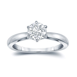 Gold 1ct TDW Round-Cut Diamond 6-Prong Solitaire Engagement Ring - Handcrafted By Name My Rings™