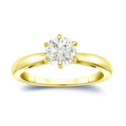 Gold 1ct TDW Round-Cut Diamond 6-Prong Solitaire Engagement Ring - Handcrafted By Name My Rings™