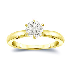 Gold 1ct TDW Round-Cut Diamond 6-Prong Solitaire Engagement Ring - Handcrafted By Name My Rings™