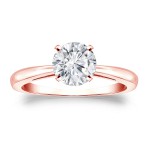 Gold 1ct TDW Round Cut Diamond Solitaire Engagement Ring - Handcrafted By Name My Rings™