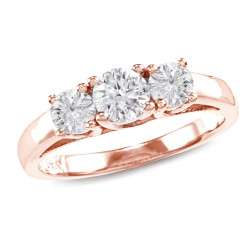 Gold 1ct TDW Round Diamond 3-stone Engagement Ring - Handcrafted By Name My Rings™