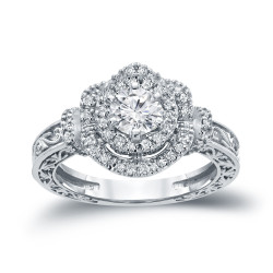 Gold 1ct TDW Round Diamond Engagement Ring - Handcrafted By Name My Rings™