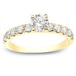 Gold 1ct TDW Round Diamond Engagement Ring - Handcrafted By Name My Rings™