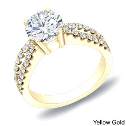 Gold 1ct TDW Round Diamond Engagement Ring - Handcrafted By Name My Rings™