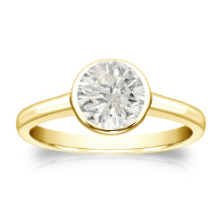 Gold 1ct TDW Round Diamond Solitaire Engagement Ring - Handcrafted By Name My Rings™