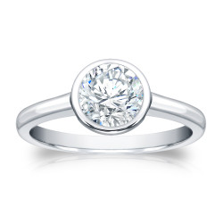 Gold 1ct TDW Round cut Bezel Solitaire Ring - Handcrafted By Name My Rings™