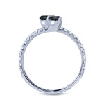 Gold 1ct TDW Round-cut Black Diamond 3-prong, 2-stone Engagement Ring - Handcrafted By Name My Rings™