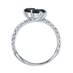 Gold 1ct TDW Round-cut Black Diamond 4-prong, 2-stone Engagement Ring - Handcrafted By Name My Rings™