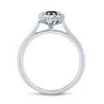 Gold 1ct TDW Round-cut Black Diamond Halo Engagement Ring - Handcrafted By Name My Rings™