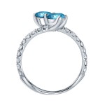 Gold 1ct TDW Round-cut Blue Diamond 4-prong, 2-stone Engagement Ring - Handcrafted By Name My Rings™