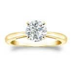 Gold 1ct TDW Round-cut Diamond Solitaire Engagement Ring - Handcrafted By Name My Rings™